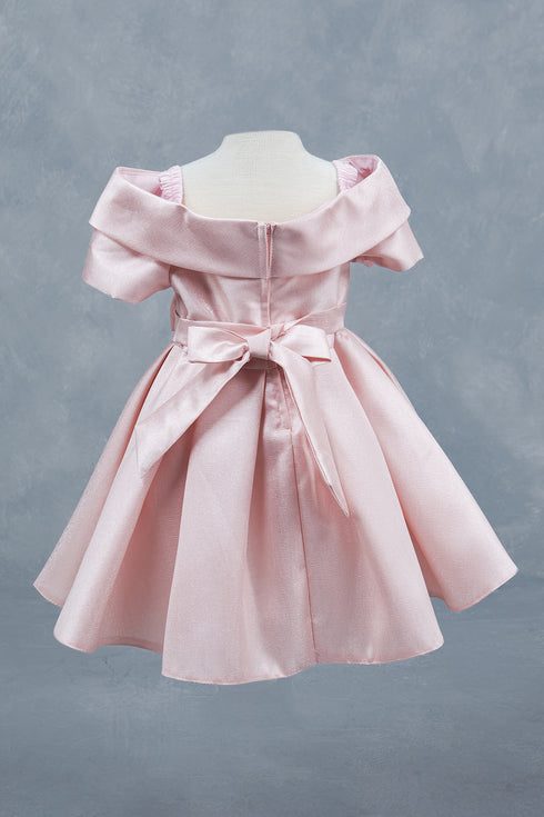 Baby Girls Off Shoulder Collar Bow Flower Girl Dress 6-24M